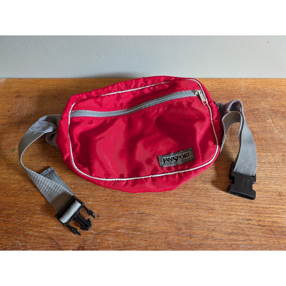 Vintage JanSport Fanny Pack Red Nylon Waist Bag 80s 90s Retro Hip Pack